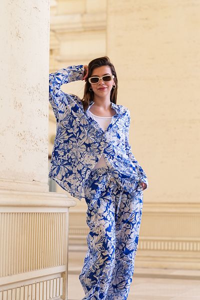 thepery Patterned Women's 100% Cotton Set - Bottom and Top Set