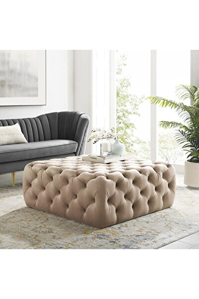 DeccoStil Kapitoneli Kare Puf/bench/orta Sehpa 100*100 Cm Yükseklik 40 Cm