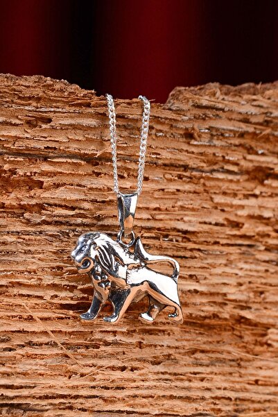 Ebrar Silver Gümüş Aslan Kolye 925 Ayar Gümüş Aslan Figürlü Kolye