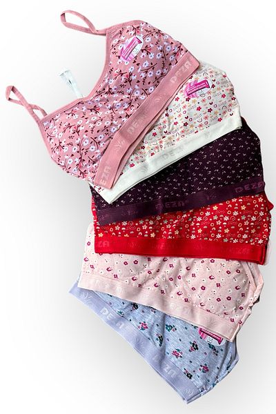 Dondeza 6-Piece Patterned Rope Strap Half Tank Top Bustier - Padded Training Bra