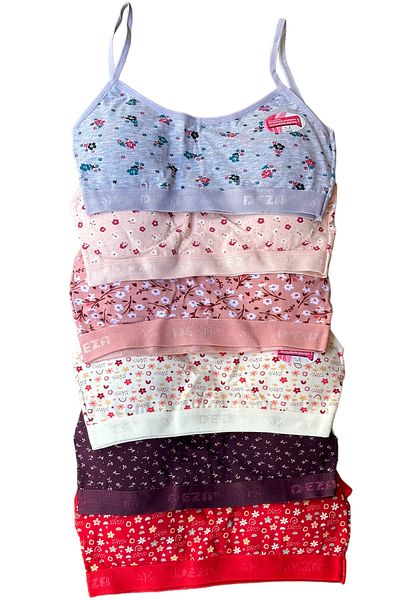 Dondeza 6-Piece Patterned Rope Strap Half Tank Top Bustier - Padded Training Bra
