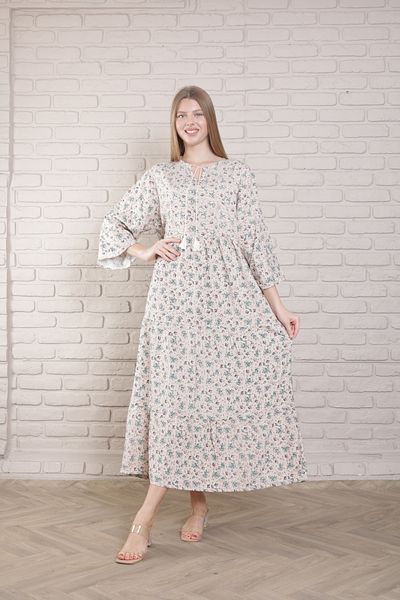 mervemoda Γυναικείο Καλοκαιρινό Υφαντό Φόρεμα Plus Size