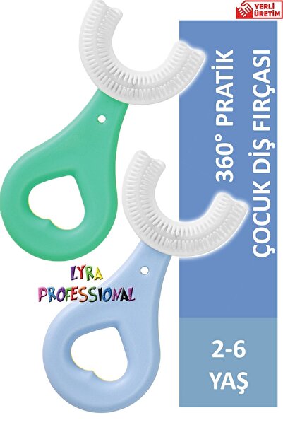 Lyra Professional U Şeklinde Pratik Çocuk Diş Fırçası 2-6 Yaş Yeşil Ve Mavi