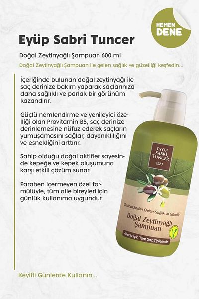 Eyüp Sabri Tuncer Eyüp Sabri Tuncer Shampoo with Natural Olive Oil - BUY 6 GET 5 PAY 600 ml and ROSIE
