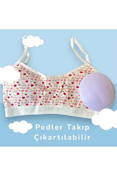 Dondeza 6'lı Desenli İp Askılı Pedli Alıştırma Sütyeni Yarım Atlet Büstiyer