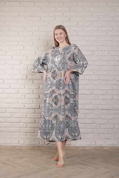 mervemoda Γυναικείο Καλοκαιρινό Υφαντό Φόρεμα Plus Size
