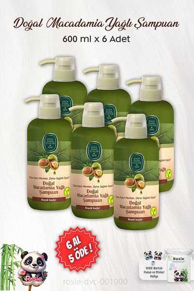 Eyüp Sabri Tuncer Natural Macadamia Oil Eyüp Sabri Tuncer Shampoo - BUY 6 PAY 5 600 ml and ROSIE
