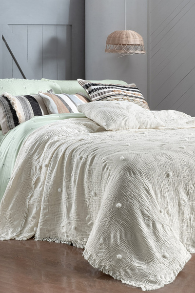 Sarev Lunara Ecru Single Bedspread - 100% Cotton