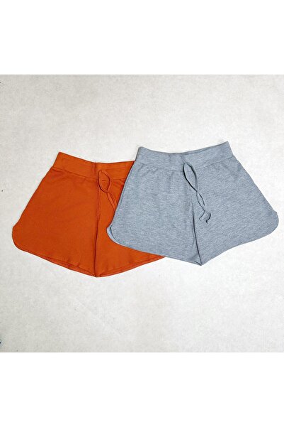 Look Forward Women's Double Gray Tile Cord Waffle Elastic Waist Short