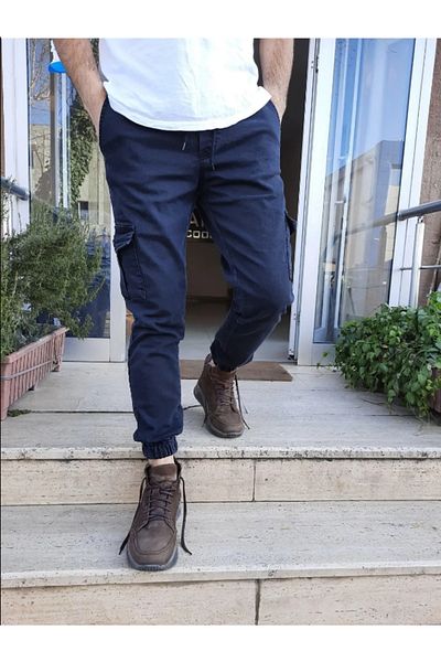 Tarz Cool Men's Cargo Pants - Slim Fit, Stretch Fabric, Waist Lace-up and Elastic Leg