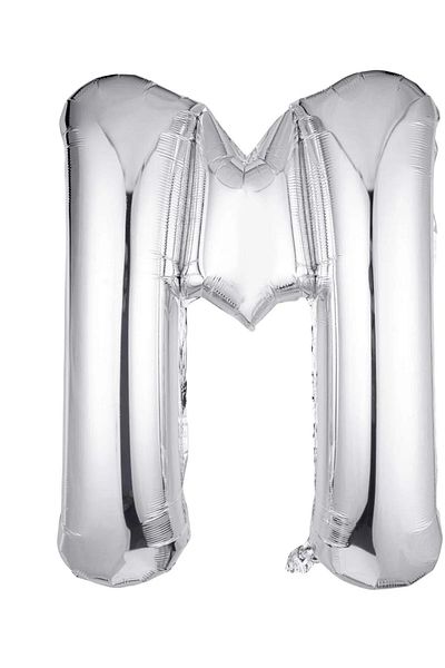 SURPRISE PARTY STORE M Letter Balloon Silver Gray Color Foil Balloon 100 cm 40 inch
