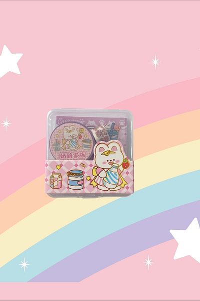 Marseliko Cute Bunny Pink Post-it, αυτοκόλλητο, σετ με μικρό κουτί Washi Tape / Washi Tape / Bullet Journal