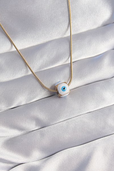 Moka Shopin 316L Steel Gold Color Enamel Evil Eye Model Necklace
