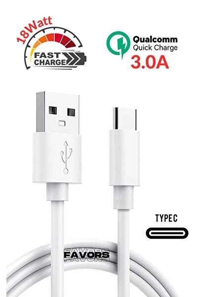 Favors 18 Watt Type-c Samsung Xiaomi Huawei Oppo Asus Realme Uyumlu Hızlı Şarj Aleti Başlık Ve Şarj Kablosu