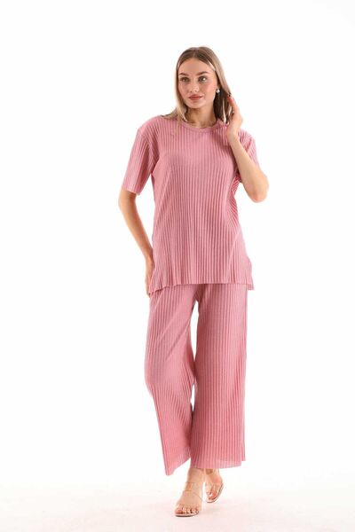 medipek Kadın Takım Triko Kısa Kol Fitilli Takım