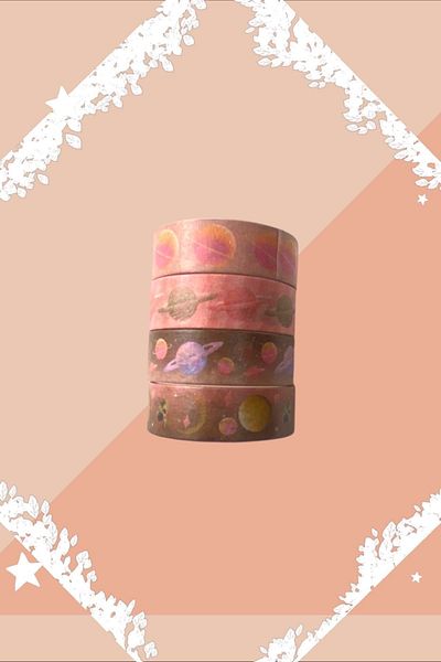 Marseliko Planet Rabbit Μαύρο Σετ 4 Ταινιών Washi Tape / Washi Tape / Bullet Journal / Scrapbook