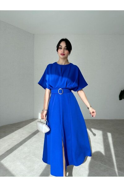 SONREİR Hasított öves Midi ruha - Denevér ujjú