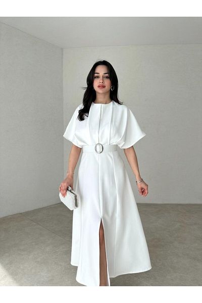 Afiş Butik Плисирана миди рокля - колан и цепка