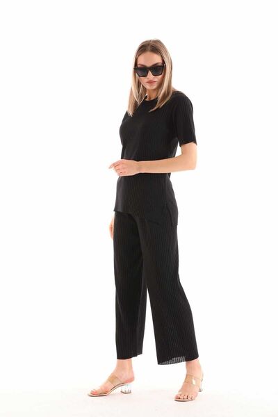 medipek Kadın Takım Triko Kısa Kol Fitilli Takım