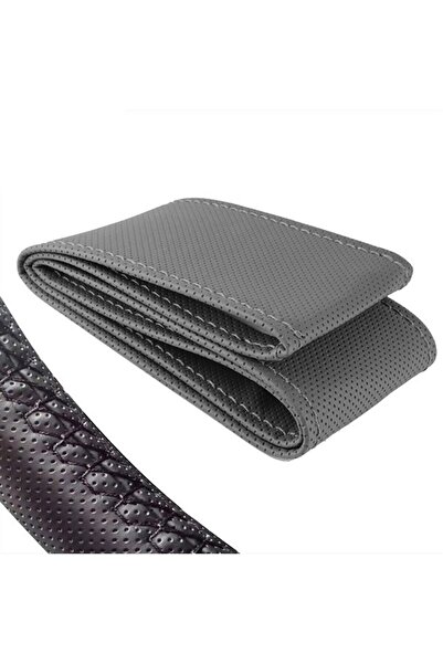 Universal Direksiyon Kılıfı Deri Sarmal Dikmeli Direksiyon A Kalite Noktalı Gri