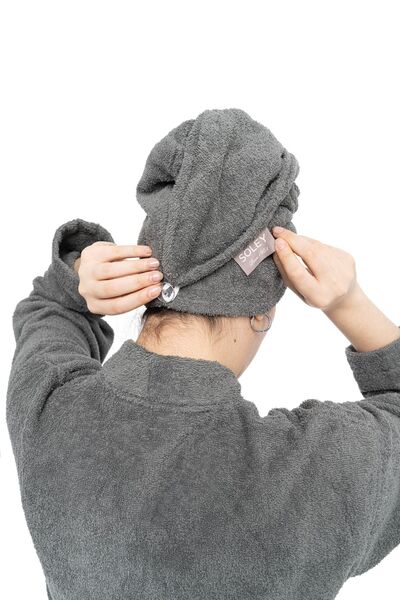 Soley Mayda - Extra Soft 100% Cotton Women's Bathrobe and Hair Cap Set