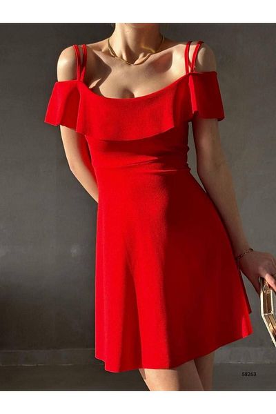 rengamoda Țesătură creponată colorată - Rochie de damă cu gât