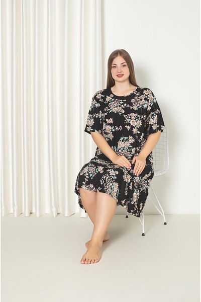 Asel Viscose Combed Nightgown - Large Size