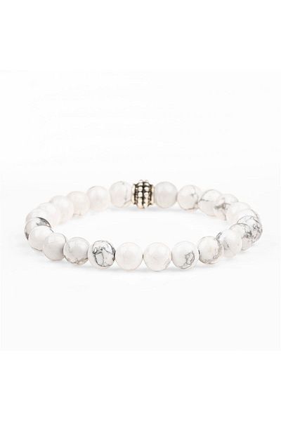 Zeynep Büyükbay 8mm Sphere Cut Natural Stone Howlite Bracelet