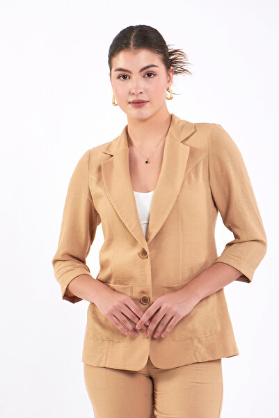 Volanlı Yazlık Keten Ceket