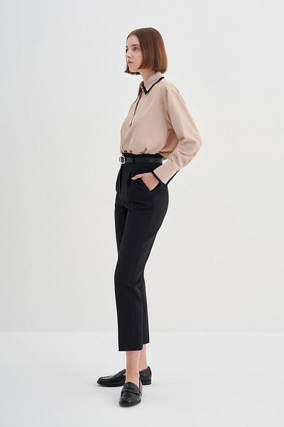 Yake Skinny Leg Trousers with Leather Belt Pockets