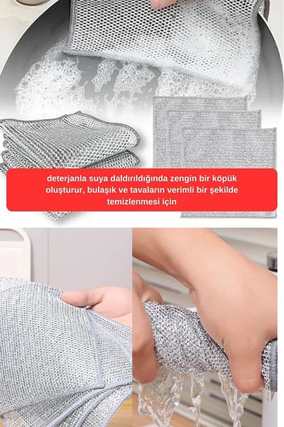 YzHome 6Pcs Multifunctional Double Layer Anti-Scratch Wire Dish Cloth Dishwire Wire Scrub Cloth Steel Wire
