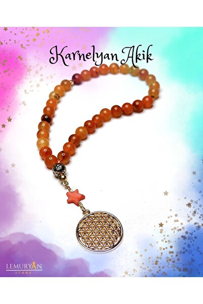 LEMURYANSTONE Γνήσια Χάντρα Προσευχής Unisex από Φυσική Πέτρα Καρνελιάνο Flow...