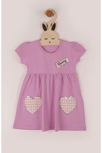 Fil Kids Girl's Lilac Color Dress with Plaid Heart Embroidery (Suitable for Holiday)