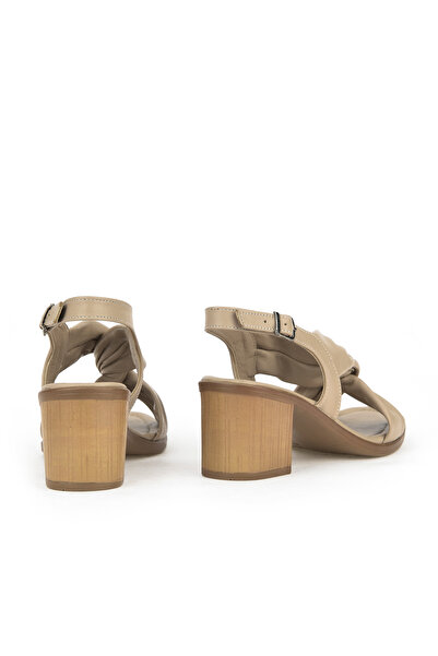 Ziya Beige Women's Heeled Genuine Leather Sandals - 1411020 Z2213
