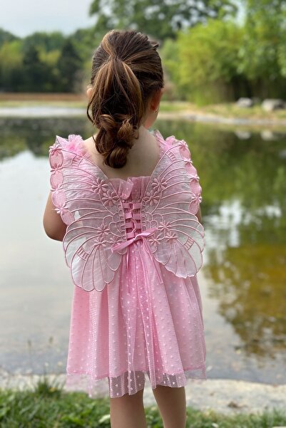 Baby Animals Kız Bebek Elbise Kız Çocuk Elbise Doğum Günü Parti Düğün Elbise Dantelli Kısa Kol Astarlı Elbise