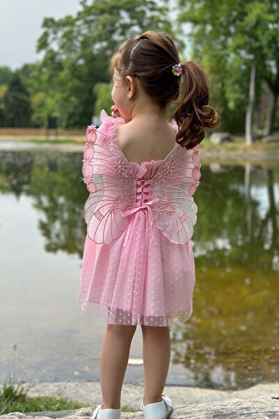 Baby Animals Kız Bebek Elbise Kız Çocuk Elbise Doğum Günü Parti Düğün Elbise Dantelli Kısa Kol Astarlı Elbise