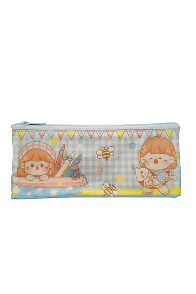 Bluoksweet PVC transparent waterproof transparent striped zipper pencil case