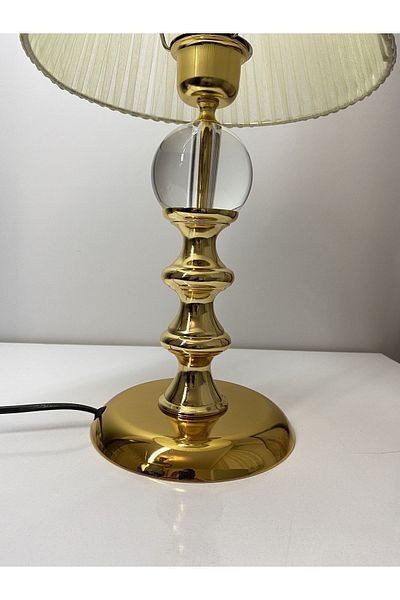 asellus Kussabe model gold lampshade, crystal glass ball detail, lampshade, desktop lamp, Table lamp