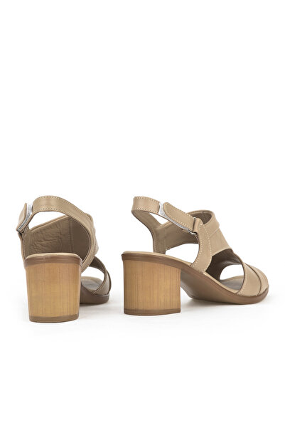Ziya , Kadın Hakiki Deri Topuklu Sandalet 1411020z2211 Bej