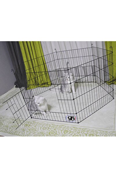 BROOHOME KÖPEK KEDİ TAVŞAN Çiti Kafesi 63cm X 63cm - 6 Parça Panel Çit- Siyah Renk