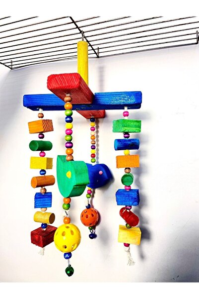 NOTREMONDEPET Büyük Papağan Stres Oyuncaği Zili Ahşap Oyuncak