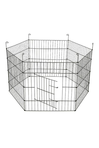 ORBO - Köpek Çiti Kafesi 63cm X 48cm -ithal Ürün 6 Parça Panel Çit- Siyah Renk/oyun Eğitim Alanı