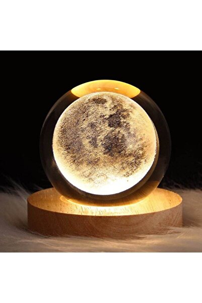 Busstier Dekoratif Cam Küre Gece Lambası - USB Girişli, Ahşap Altlıklı, Işıklı Ev ve Ofis Dekoru