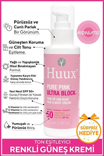 Huux Ton Eşitleyici Aydınlatıcı Güneş Kremi Spf50+ & Ultra Power Block Tone U...