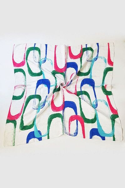 Modakaşmir Mink Geo Patterned Bamboo Scarf