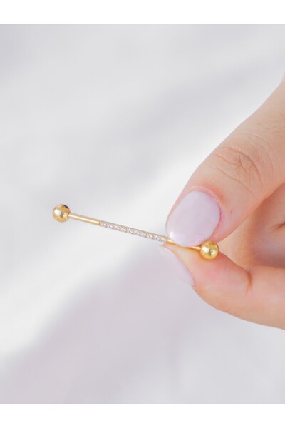 MORNEVA Su Yolu Zirkon Taşlı Çelik Köprü İndustrial Piercingi