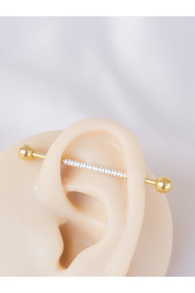 MORNEVA Su Yolu Zirkon Taşlı Çelik Köprü İndustrial Piercingi