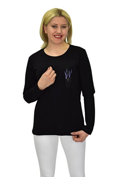 Woow Γυναικείο μακρυμάνικο χτενισμένο βαμβακερό μπλουζάκι - BGL-ST03689