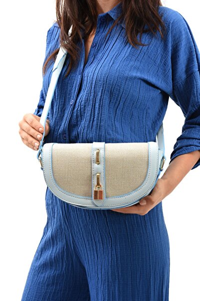 NBİBAGS Kilitli Model Kontrast Tasarım Çapraz Askılı Kadın Çantası