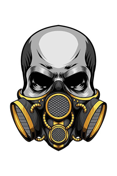 MegaSticker ملصق جمجمة ذهبي مقاس 13 × 11 سم - للمحرك والخوذة والكمبيوتر المحم...